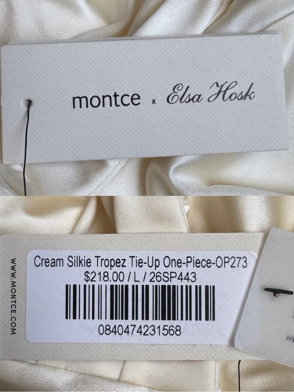 NWT MONTCE x Elsa Hosk Cream Silkie Tropez One-Piece Swimsuit Large - Picture 10 of 13